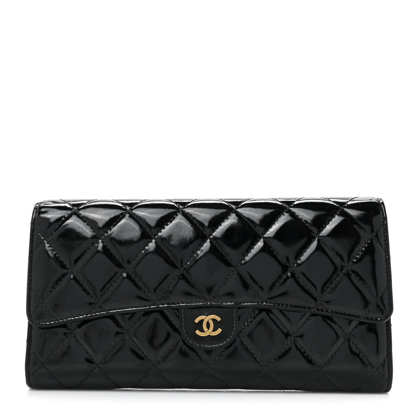 Patent Quilted Travel Wallet Black