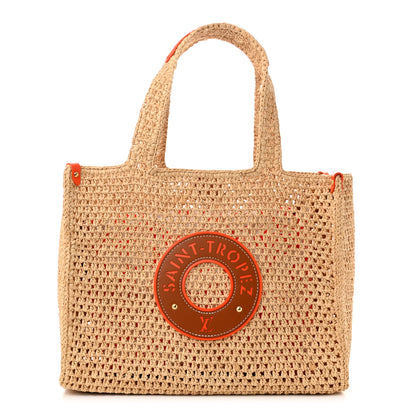 Louis Vuitton Raffia Calfskin Saint Tropez OnTheGo MM Natural Orange 1 of 12