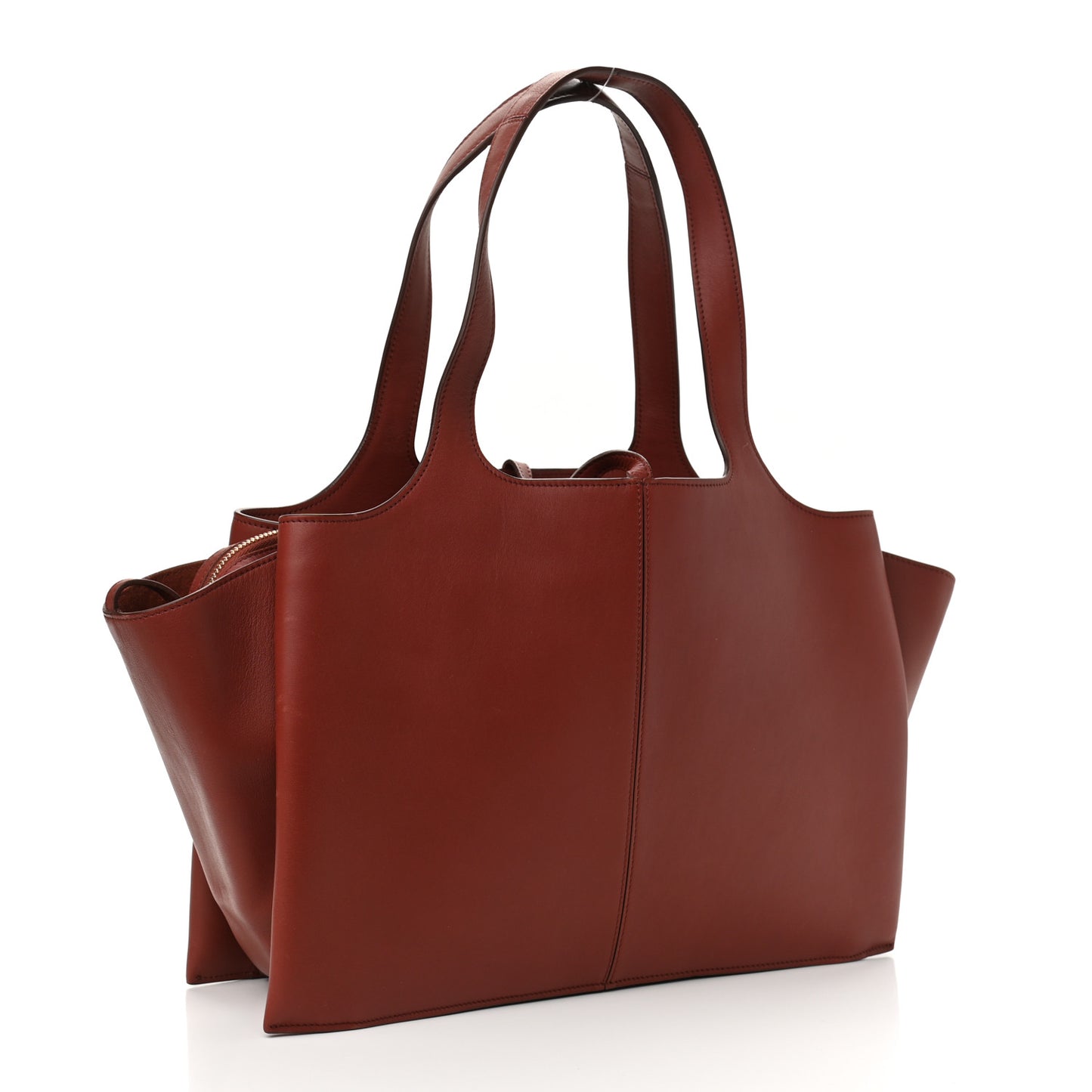 Calfskin Medium Tri-Fold Bag Red Wood