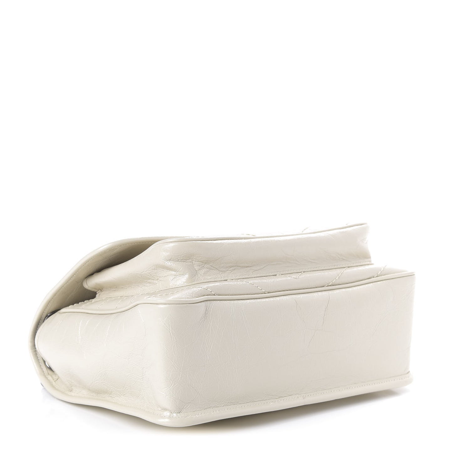 Crinkled Calfskin Matelasse Monogram Medium Niki Chain Satchel Ivory