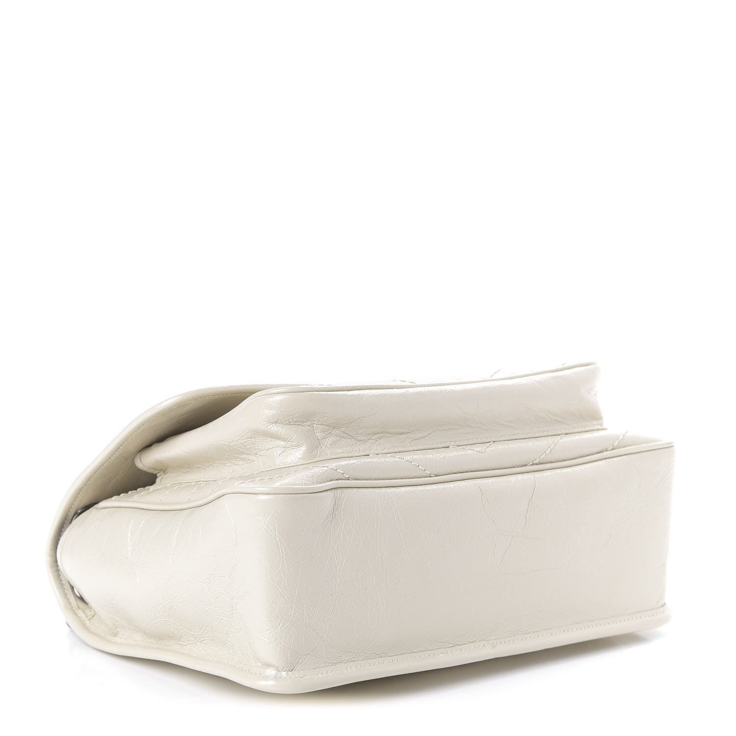Saint Laurent Crinkled Calfskin Matelasse Monogram Medium Niki Chain Satchel Ivory 4 of 9