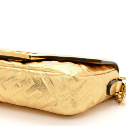 Fendi Vitello Catalan Mirror FF 1974 Embossed Mini Baguette Gold 10 of 10
