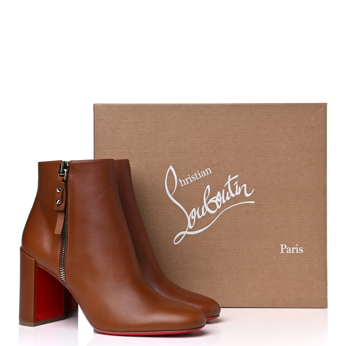 Calfskin Ziptotal 85 Booties 40.5 Cuoio