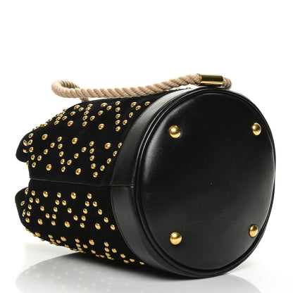 Saint Laurent Suede Studded Small Seau Bucket Bag Black 4 of 6