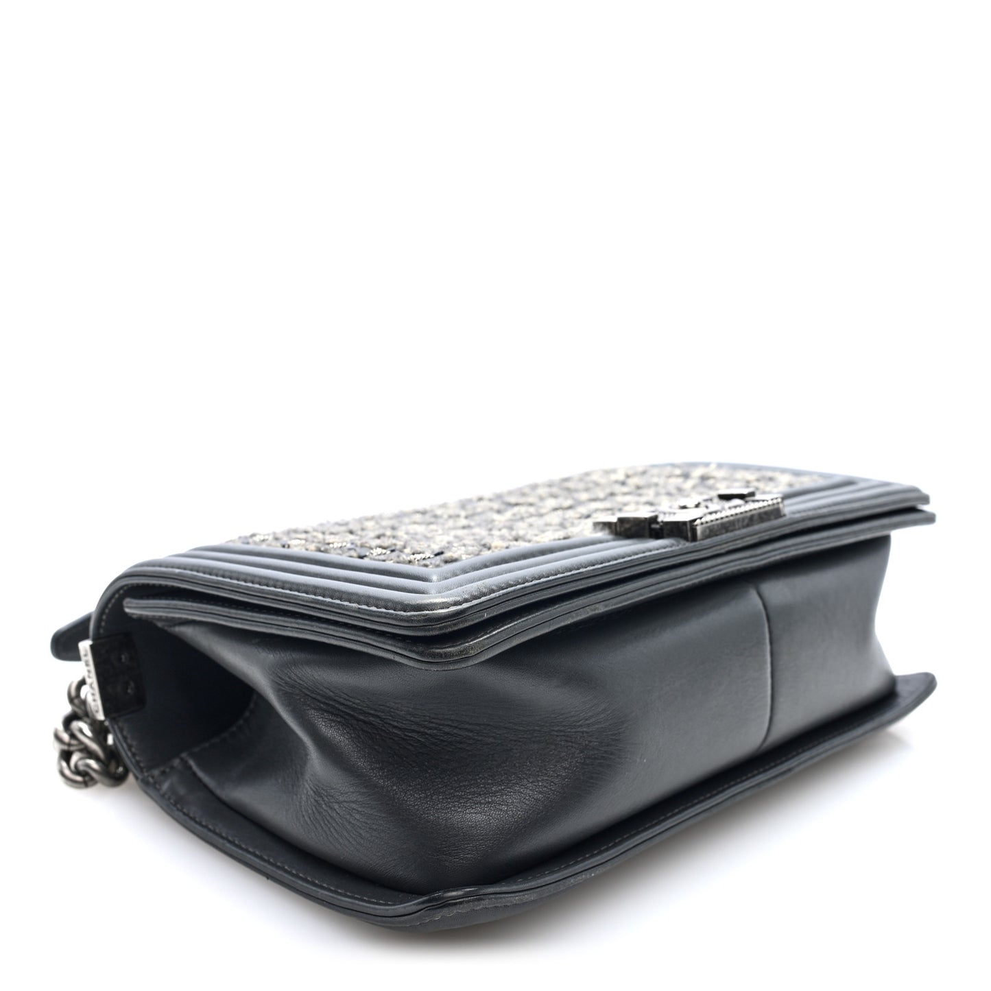 Tweed Calfskin Medium Boy Flap Grey