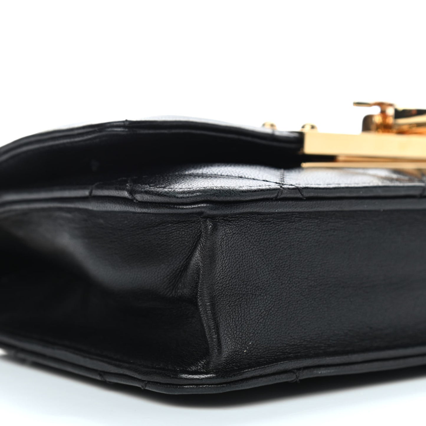 Lambskin Quilted Golden Class Wallet on Chain WOC Black