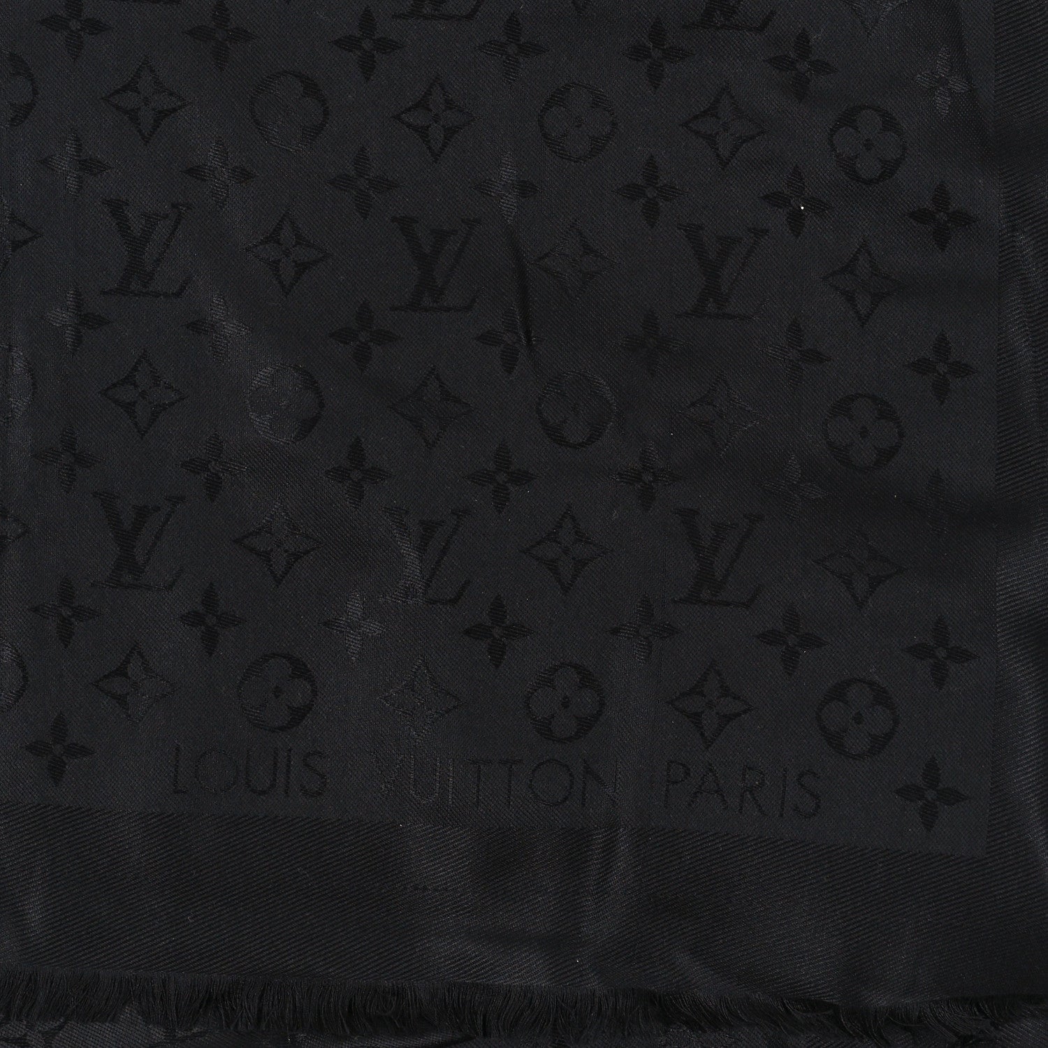 Louis Vuitton Silk Wool Monogram Shawl Black 2 of 4