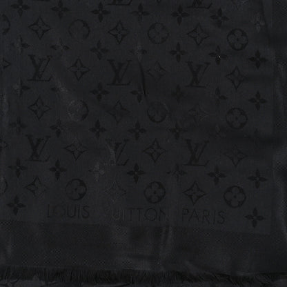 Louis Vuitton Silk Wool Monogram Shawl Black 2 of 4