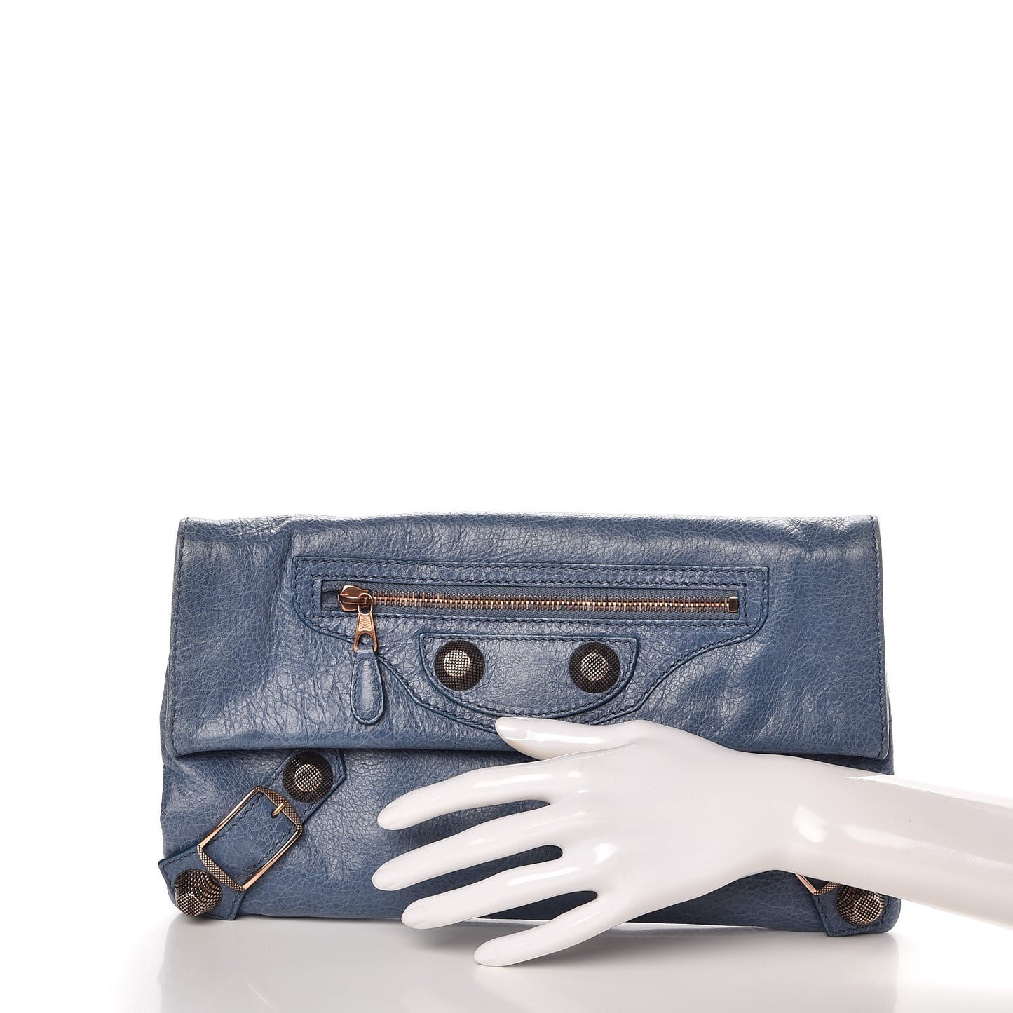 Agneau Giant 21 Gold Hardware Envelope Clutch Bleu Bleu