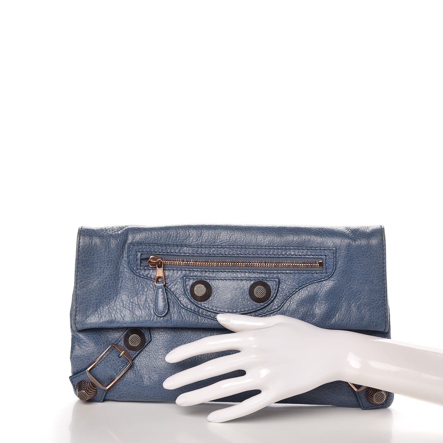 Balenciaga Agneau Giant 21 Gold Hardware Envelope Clutch Bleu Bleu 2 of 8
