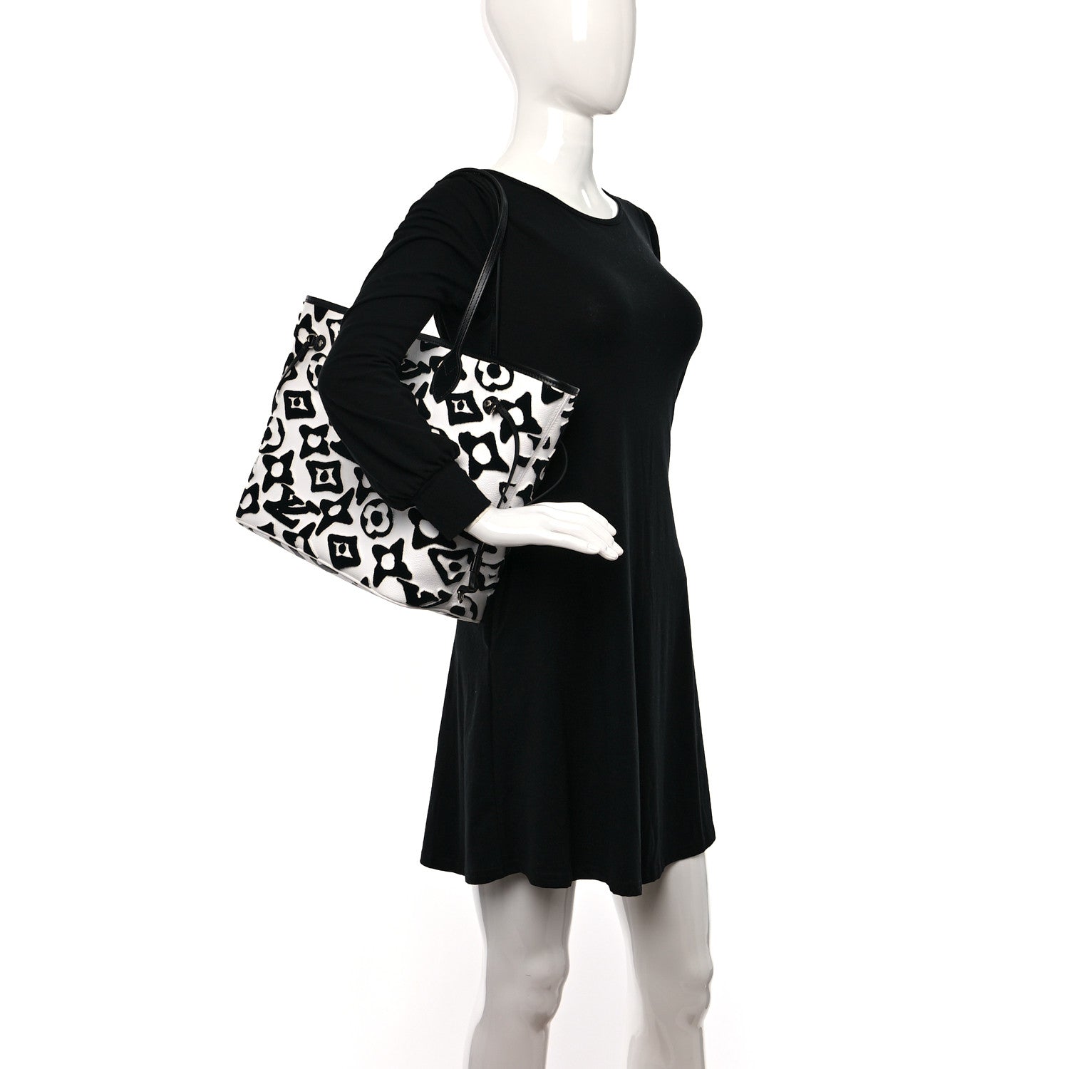 Louis Vuitton X UF Tufted Monogram Neverfull MM Black White 2 of 8