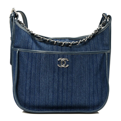 Chanel Denim Quilted Jungle Stroll Hobo Blue 1 of 10