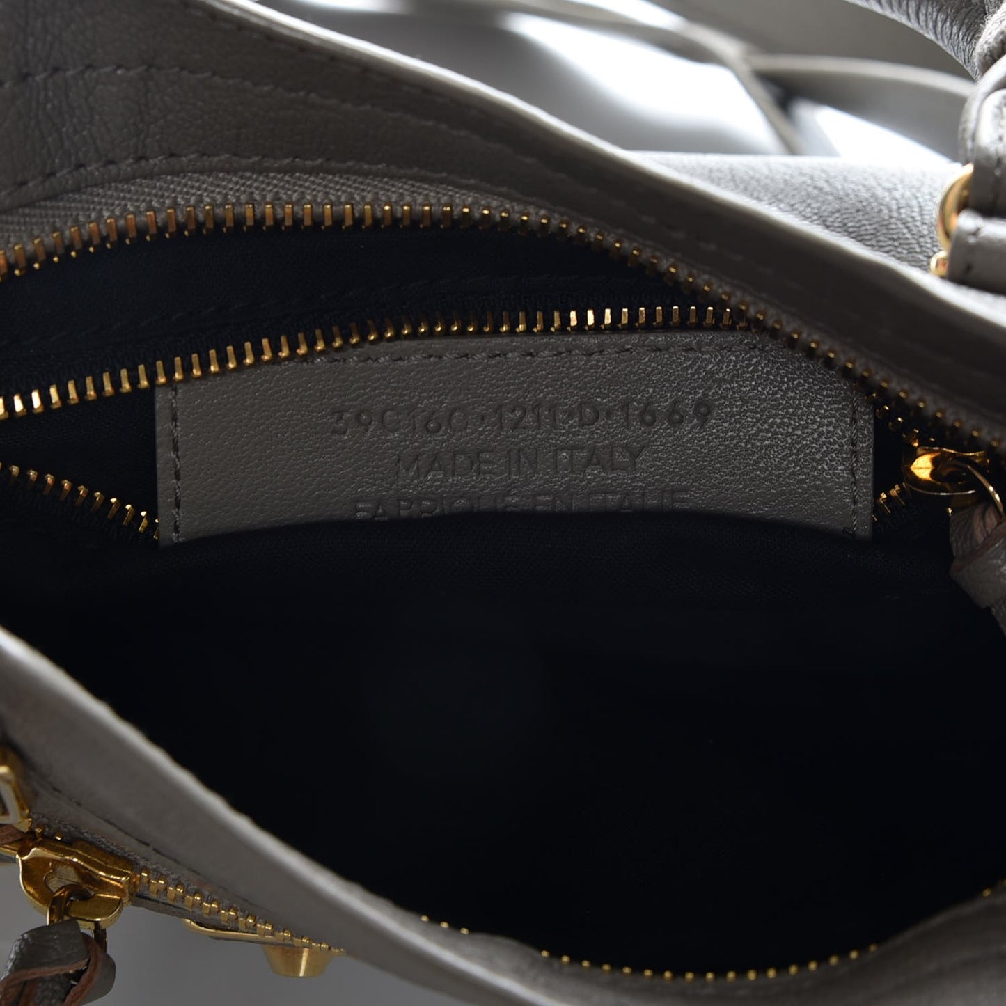 Chevre Gold Metallic Edge Hardware Mini City Gris Taupe