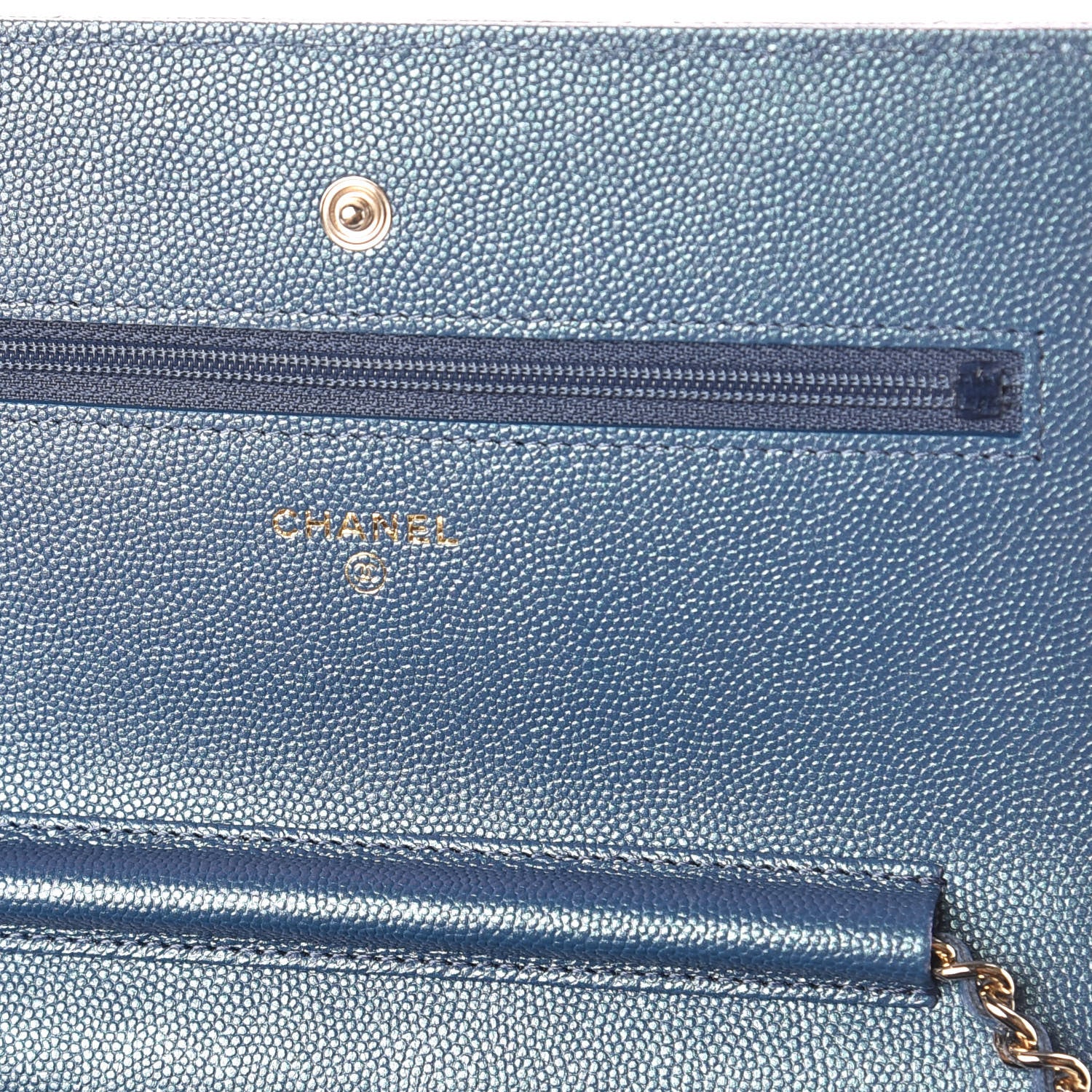Chanel Iridescent Caviar Quilted Wallet on Chain WOC Dark Blue 8 of 11