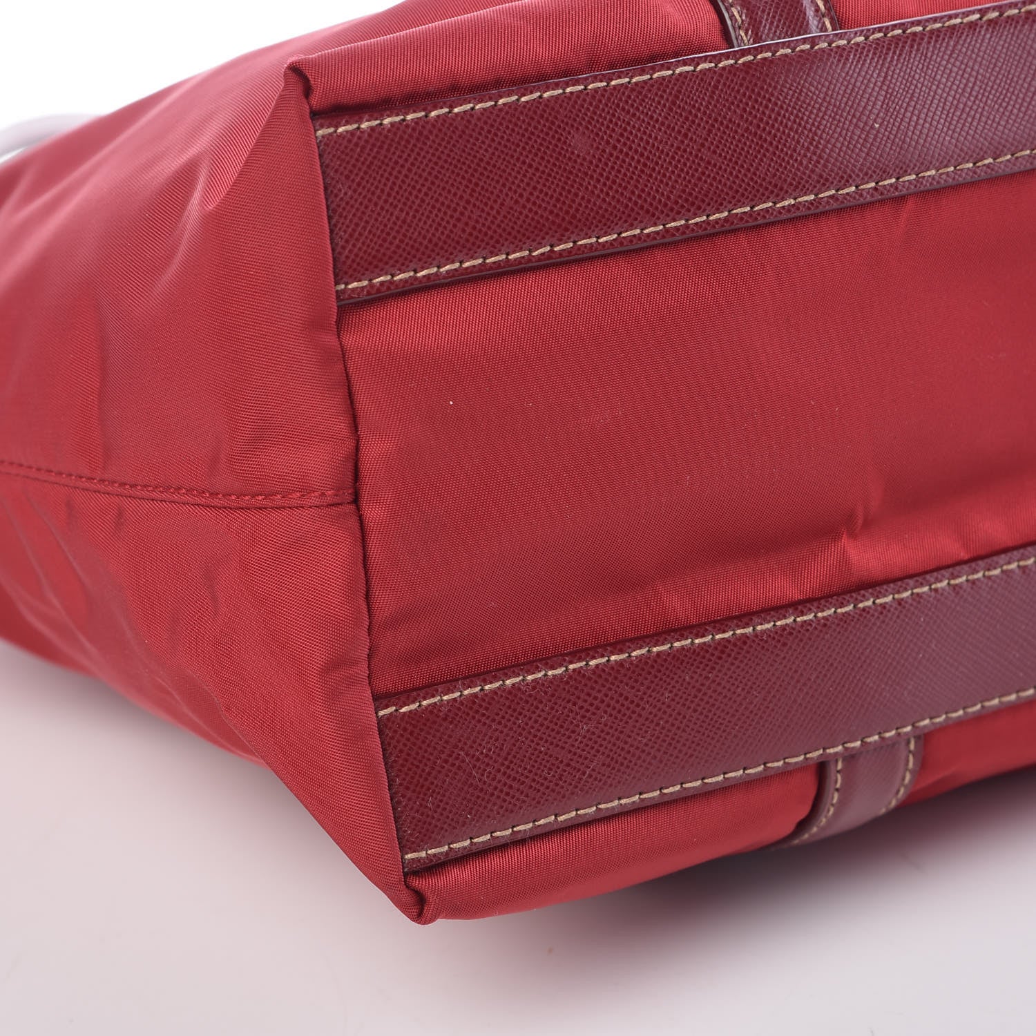 Prada Tessuto Nylon Saffiano Tote Red 9 of 10