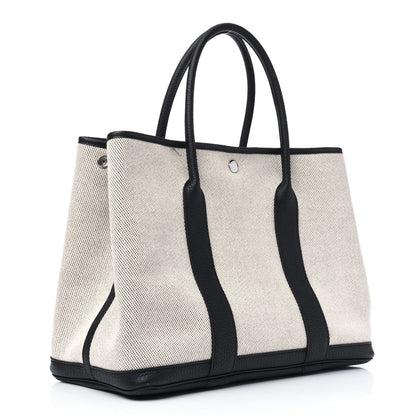 Hermes Twill H Negonda Garden Party 36 MM Tote Ecru Black 3 of 15