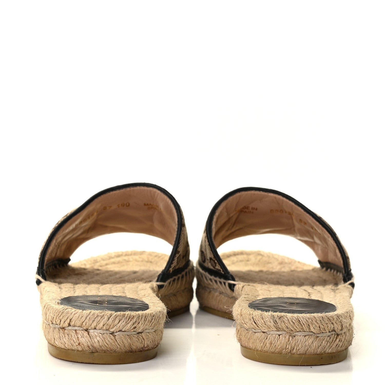 Gucci Monogram Matelasse GG Marmont Espadrille 20mm Slide Sandals 37 Beige Ebony Black 6 of 15