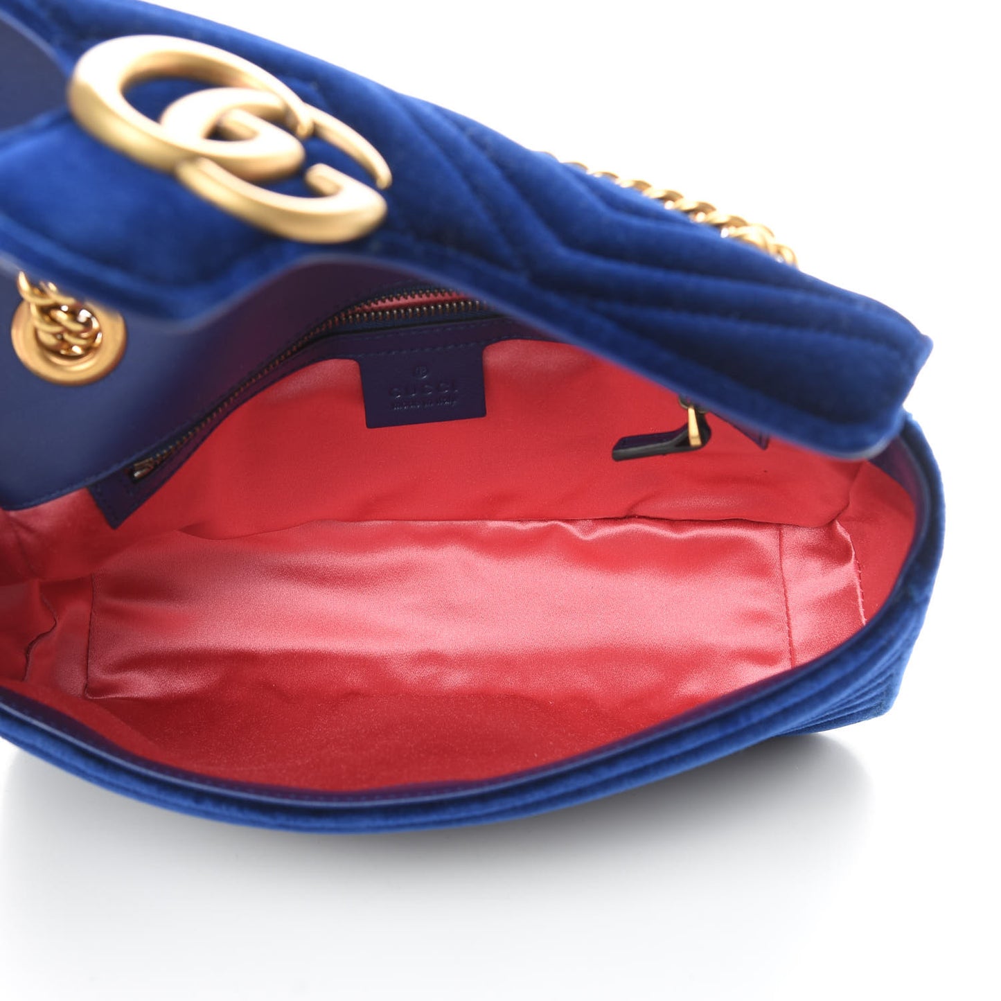 Velvet Matelasse Small GG Marmont Shoulder Bag Cobalt Blue