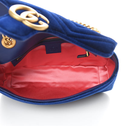 Gucci Velvet Matelasse Small GG Marmont Shoulder Bag Cobalt Blue 6 of 11