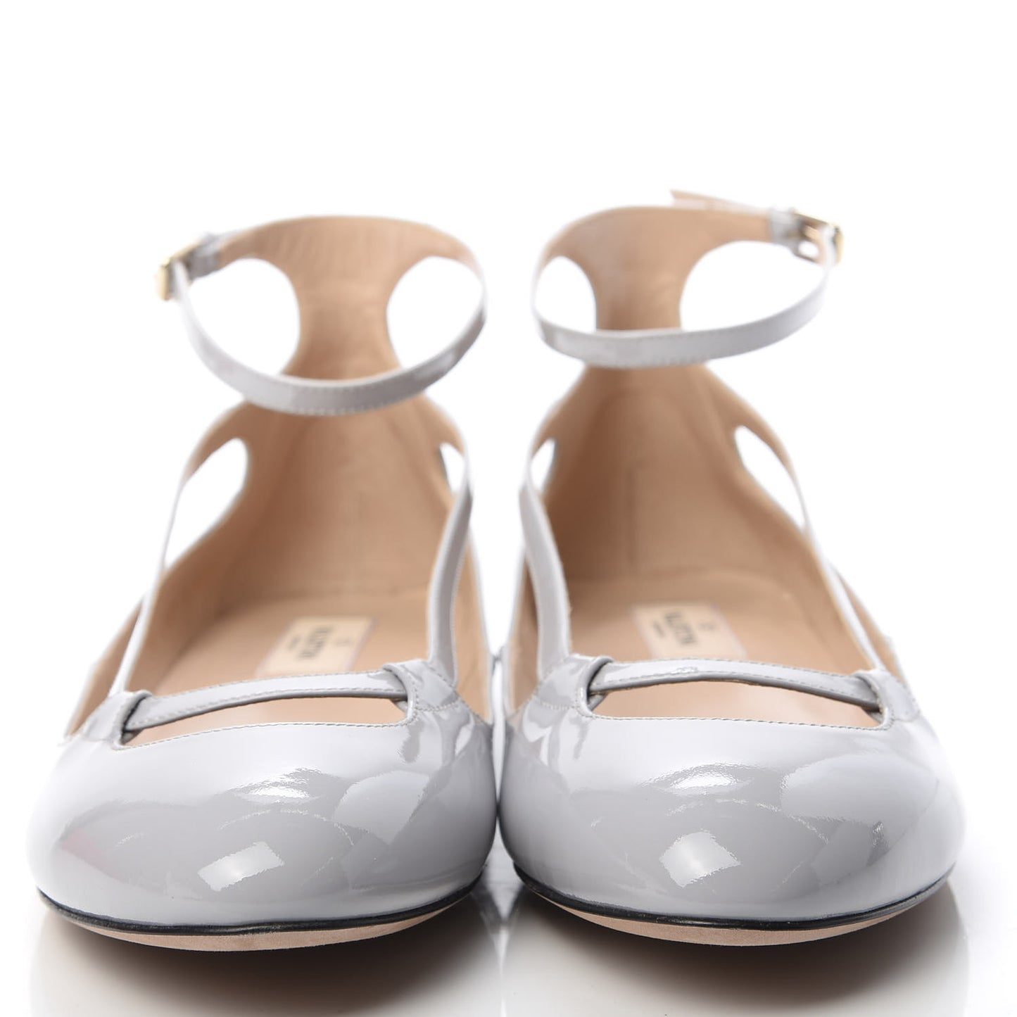 Patent Soul Rockstud Cut Out Ankle Strap Ballet Flats 40.5 Pastel Grey