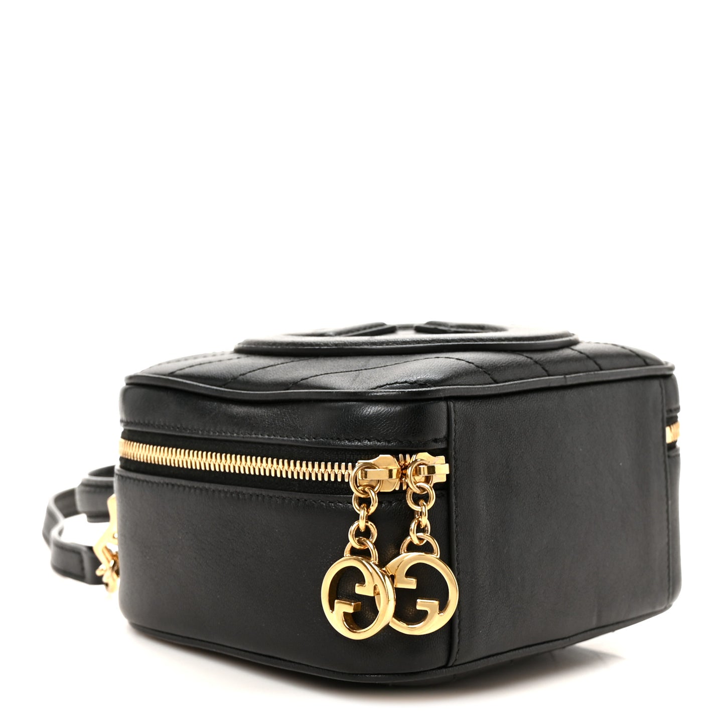 Sakai Be Green Calfskin Diagonal Stitched Blondie Top Handle Bag Black