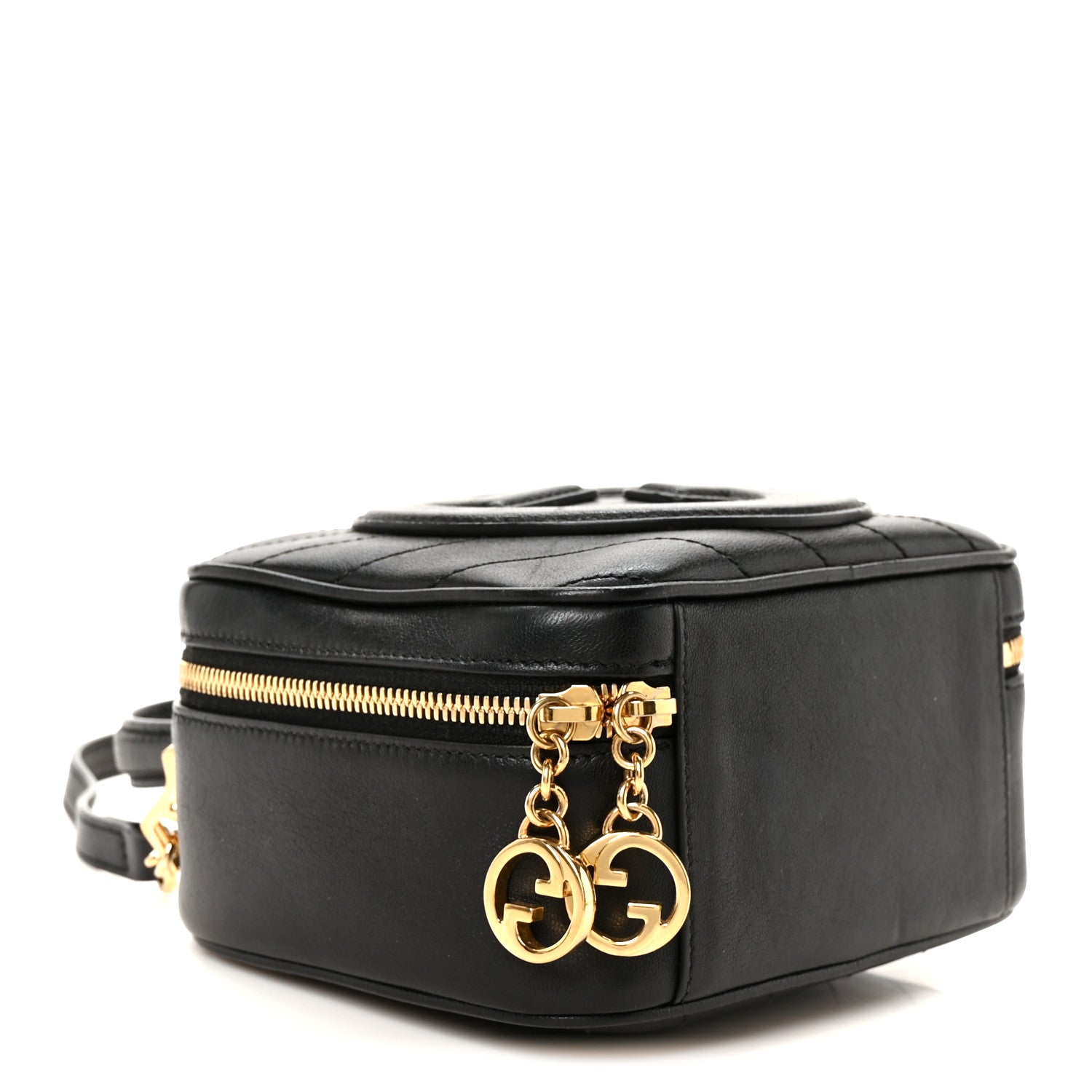 Gucci Sakai Be Green Calfskin Diagonal Stitched Blondie Top Handle Bag Black 4 of 11