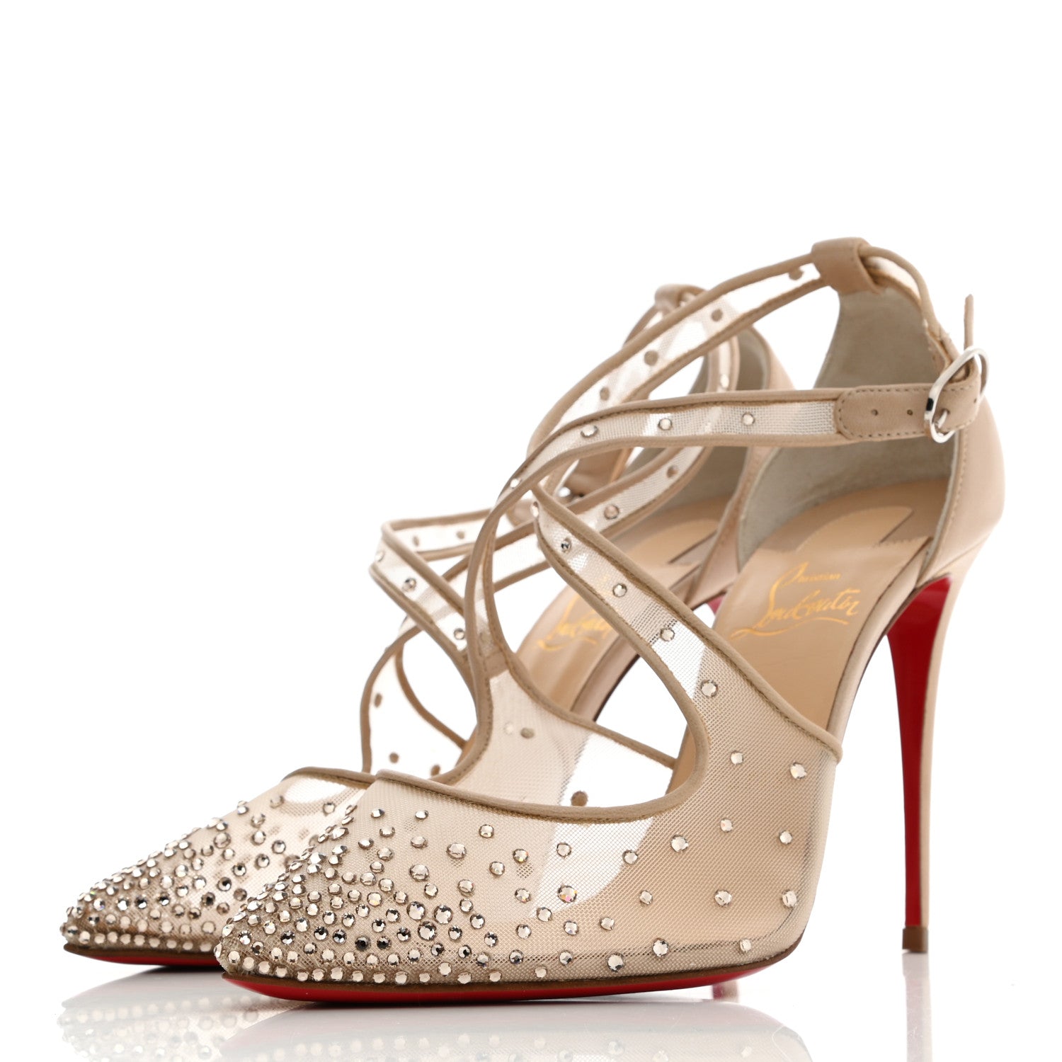 Christian Louboutin Crystal Strass Maria 100 Pumps 37.5 Nude 3 of 8