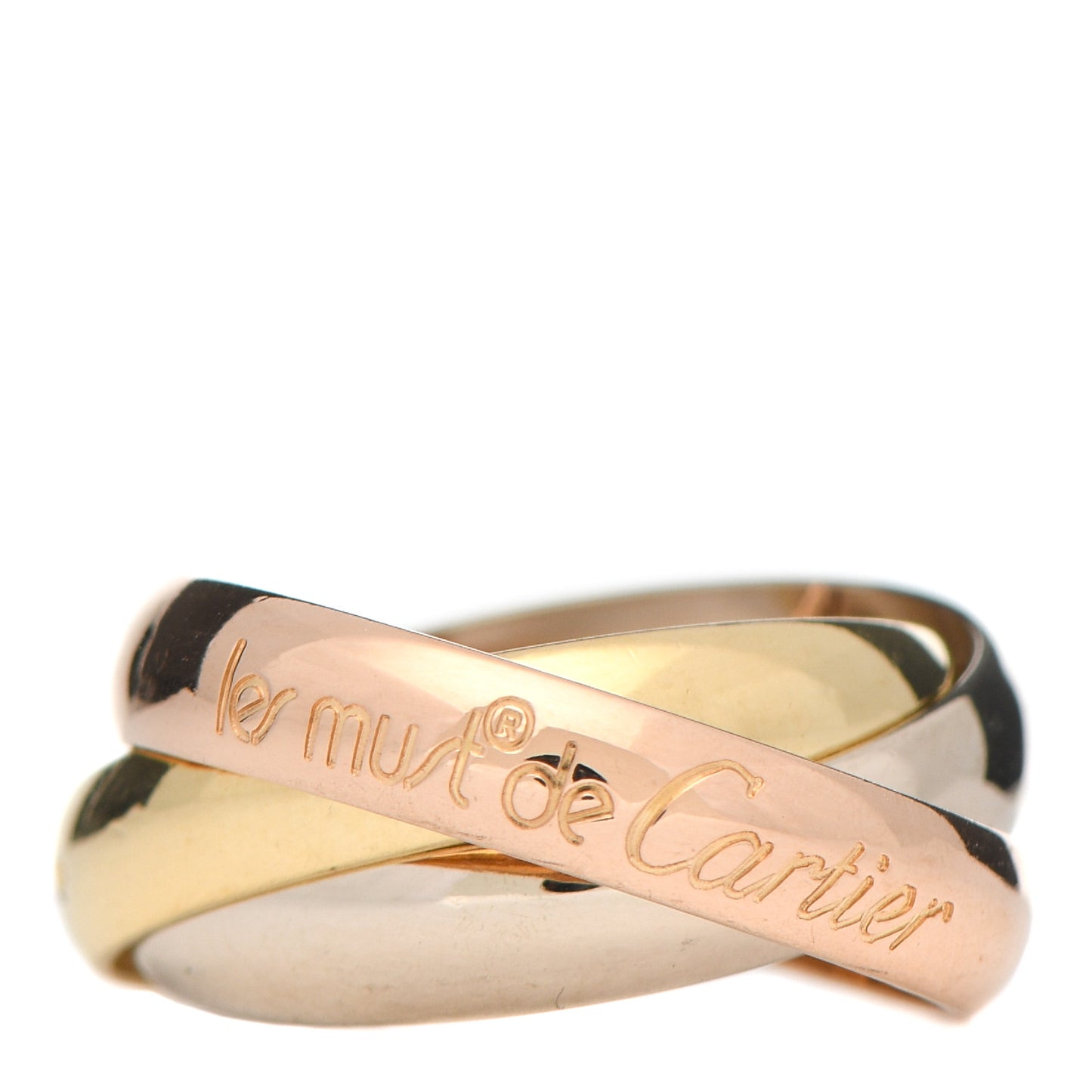 18K Pink Yellow White Gold Classic Les Must De Cartier Trinity Ring 46 3.75