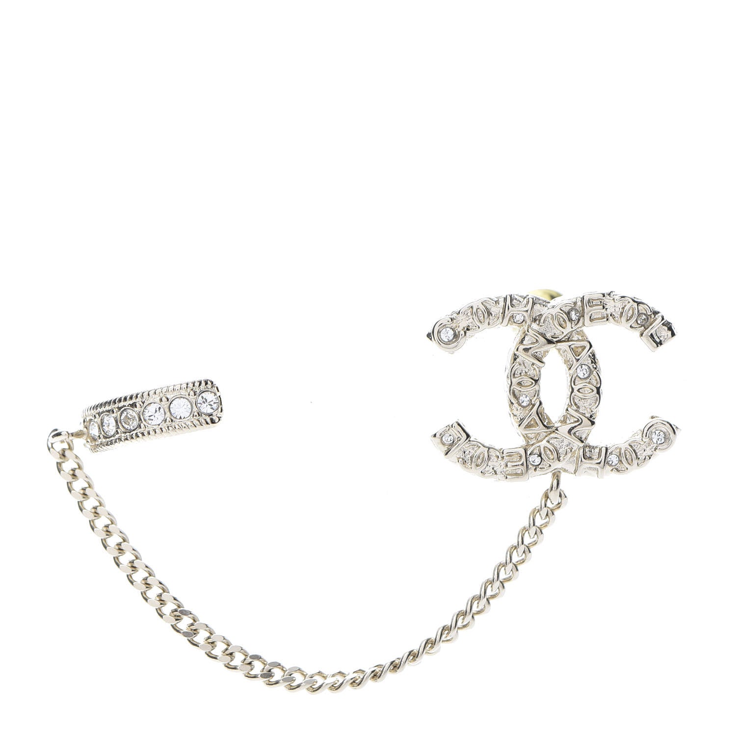 Chanel Crystal CC Cuff Single Earring Gold 1 of 5
