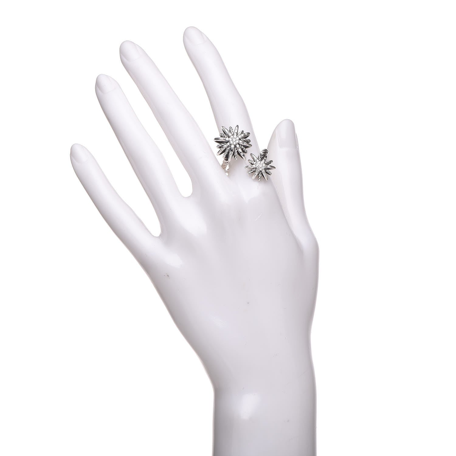 David Yurman Sterling Silver Diamond 28mm Open Starburst Ring 57 8 2 of 4