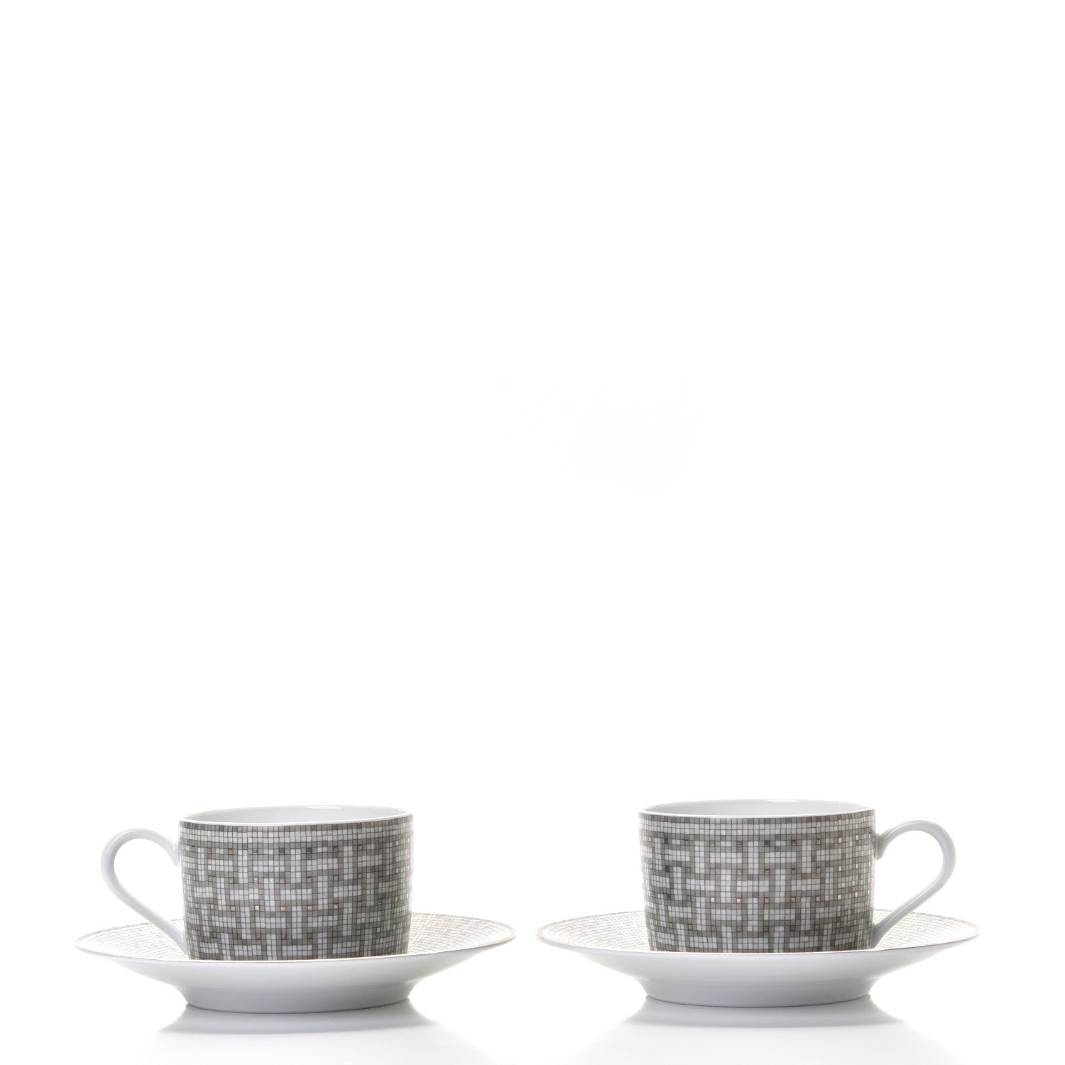 Hermes Porcelain 24 Mosaique Teapot Cup Set Platinum 7 of 12
