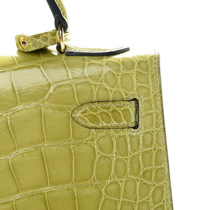 Hermes Shiny Alligator Kelly Sellier 32 Vert Chartreuse 12 of 40