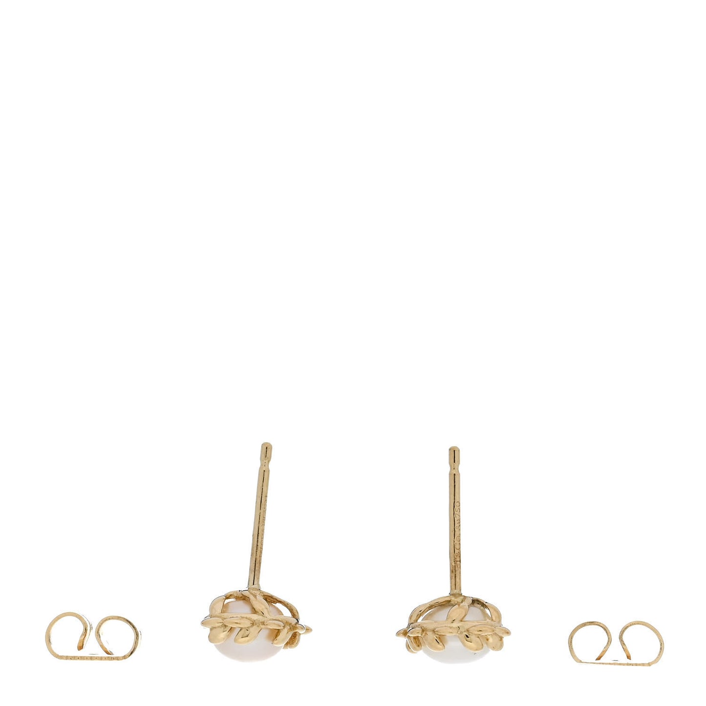 18K Yellow Gold Freshwater Cultured Pearl Paloma Picasso Olive Leaf Earrings
