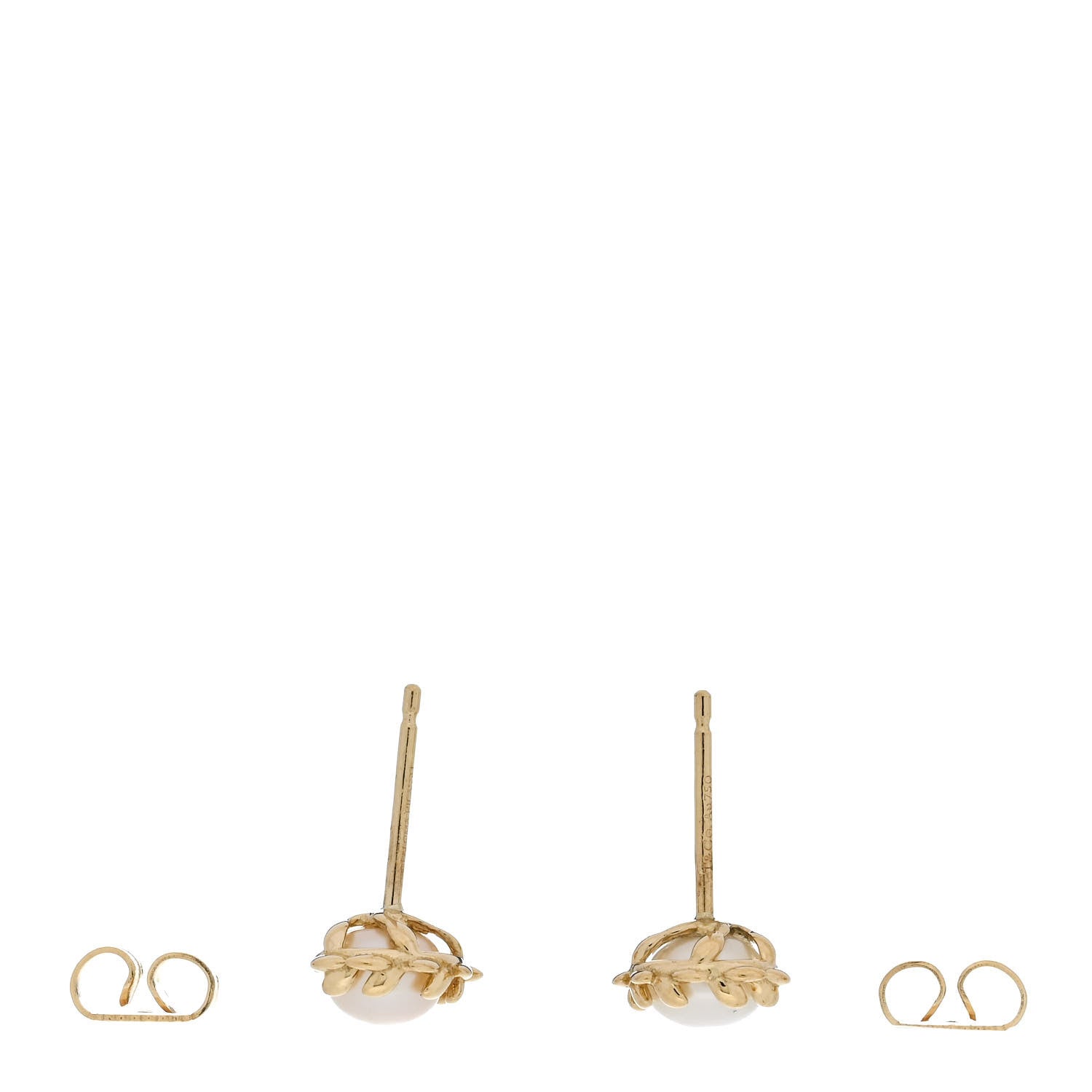 Tiffany 18K Yellow Gold Freshwater Cultured Pearl Paloma Picasso Olive Leaf Earrings 3 of 4