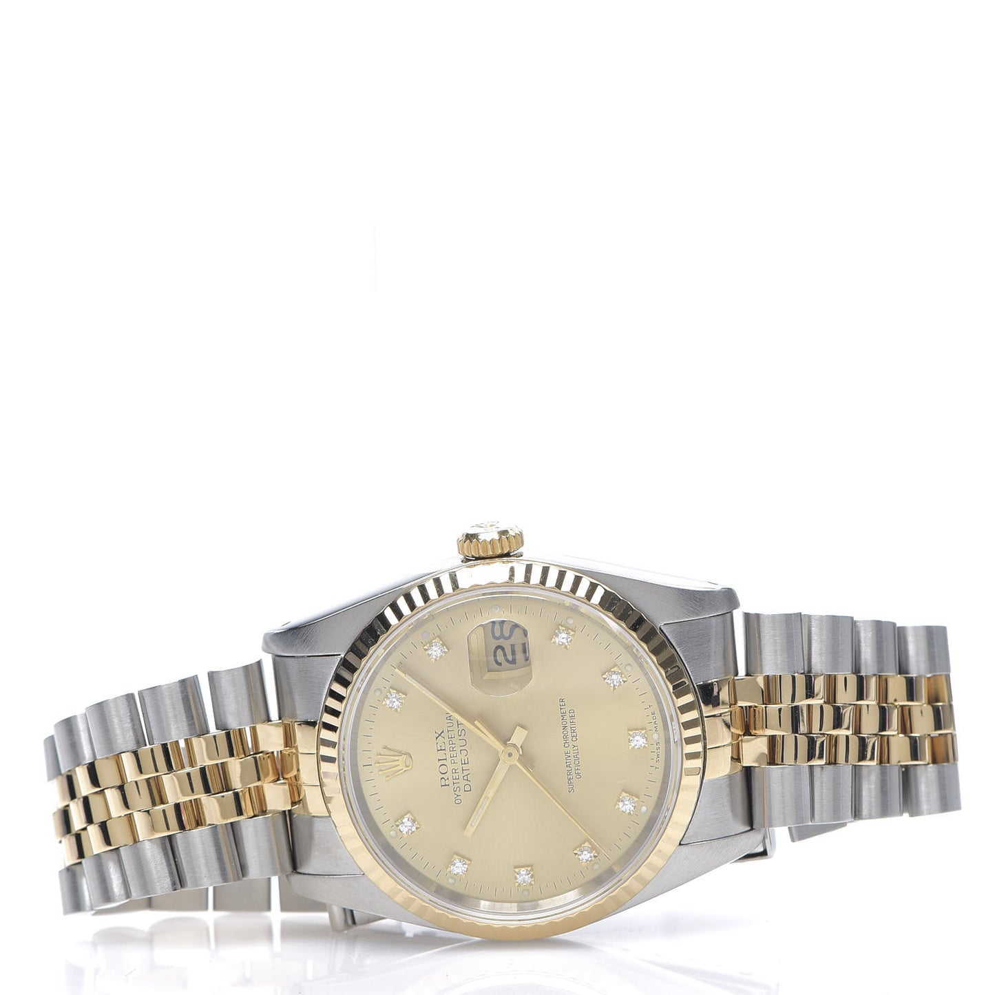 Stainless Steel 18K Yellow Gold Diamond 36mm Oyster Perpetual Datejust Watch Champagne 16233