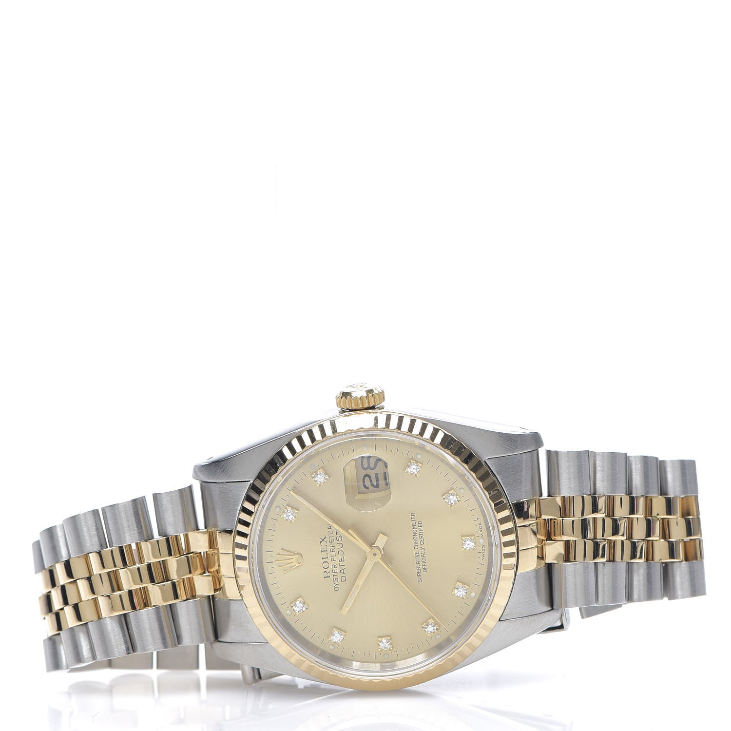 Rolex Stainless Steel 18K Yellow Gold Diamond 36mm Oyster Perpetual Datejust Watch Champagne 16233 2 of 4