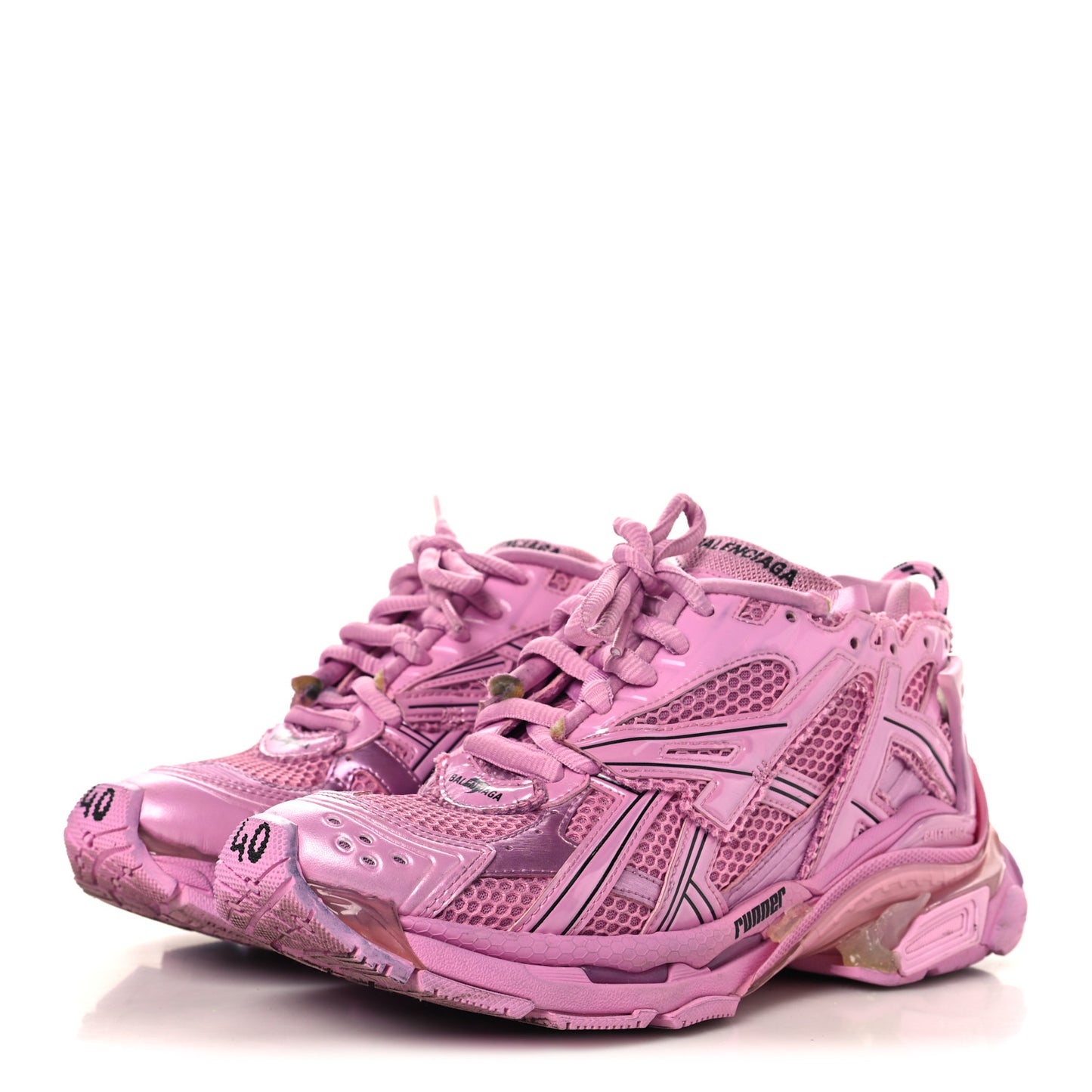 Mesh Rubber Distressed Womens Runner Sneakers 40 Pink