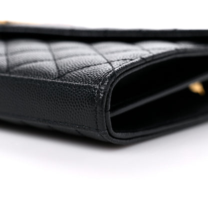 Saint Laurent Grain De Poudre Mixed Matelasse Triquilt Monogram Chain Wallet Black 8 of 8