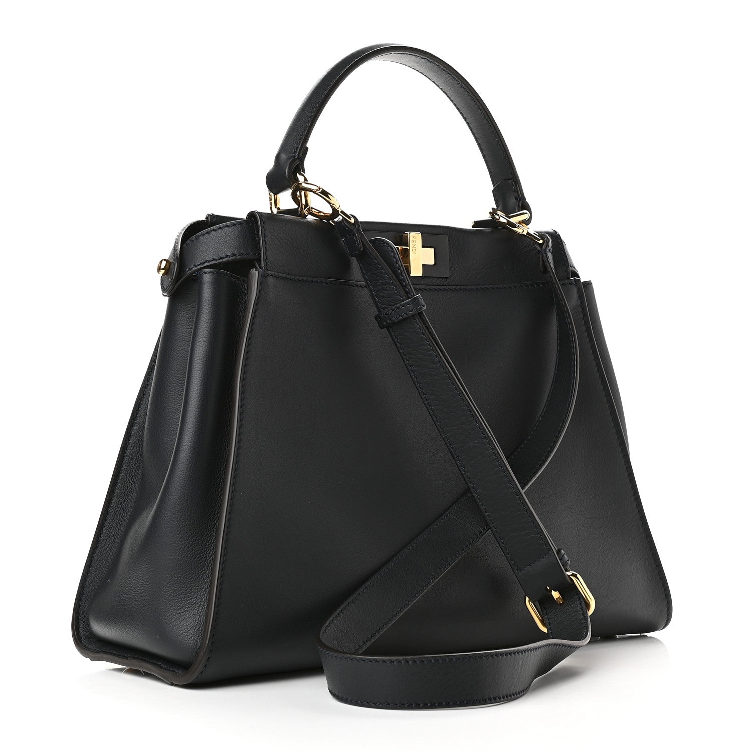 Fendi Calfskin Velvet Fun Fair Medium Peekaboo Iconic Satchel Night Blue Multicolor 3 of 9