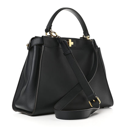 Fendi Calfskin Velvet Fun Fair Medium Peekaboo Iconic Satchel Night Blue Multicolor 3 of 9