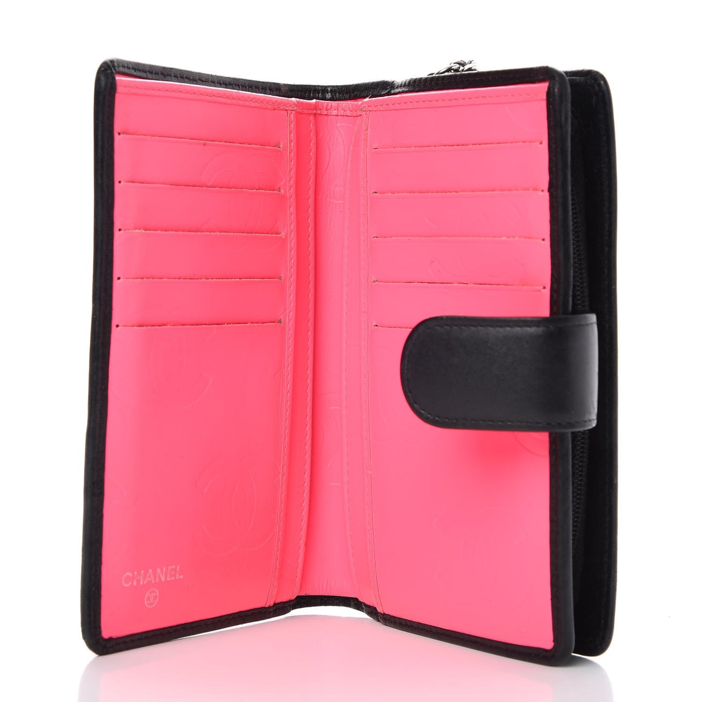 Calfskin Cambon Zipped Pocket Wallet Black