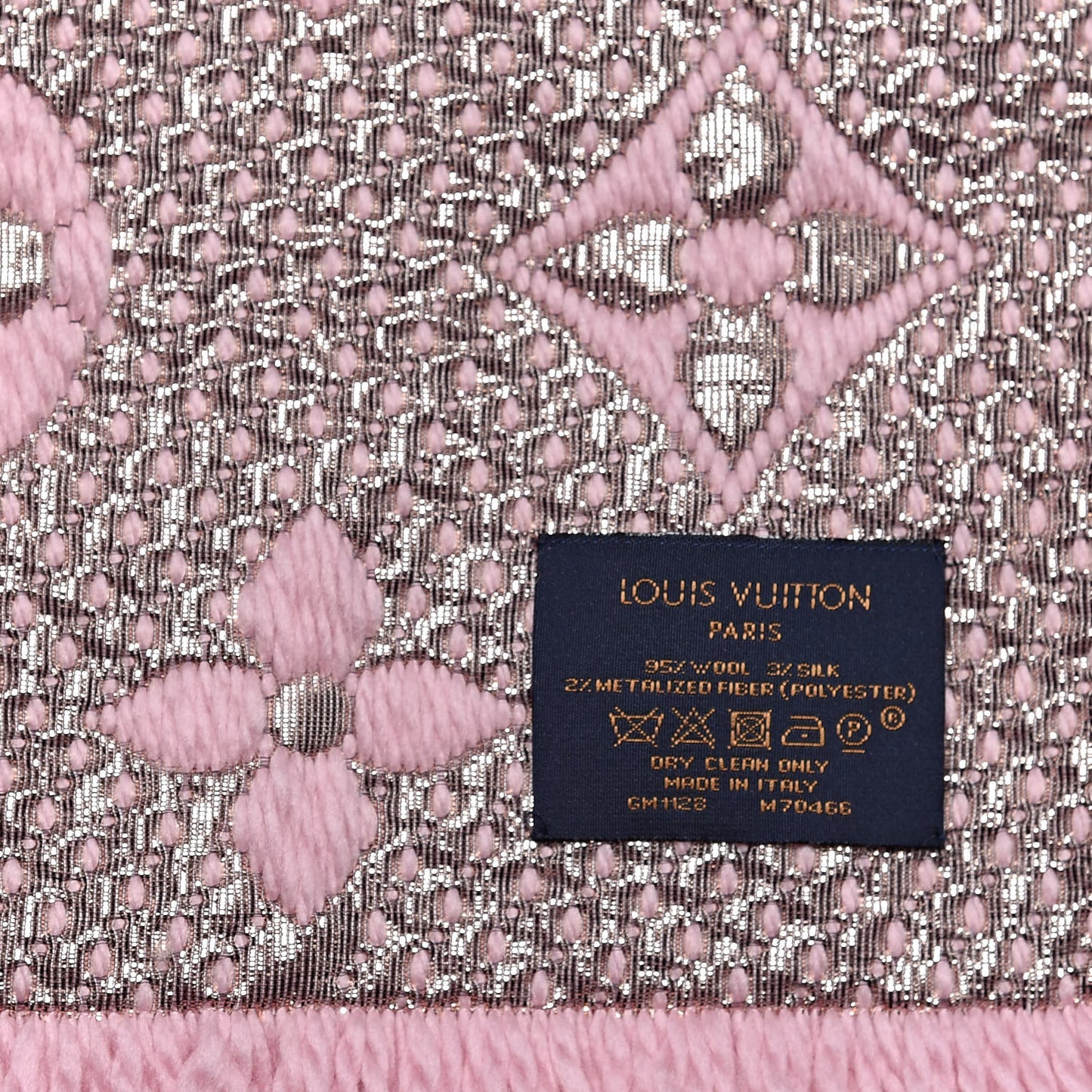 Wool Silk Logomania Shine Scarf Pink