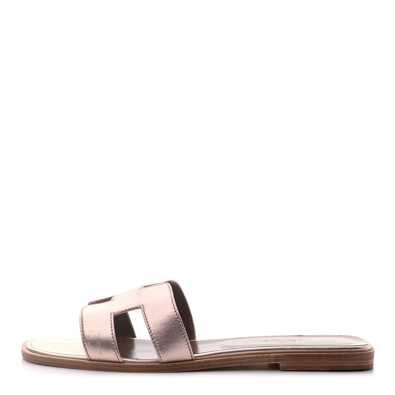 Hermes Metallic Calfskin Oran Sandals 40.5 Rose Dore 1 of 8