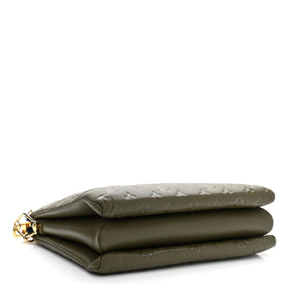 Louis Vuitton Lambskin Embossed Monogram Coussin MM Khaki 3 of 10