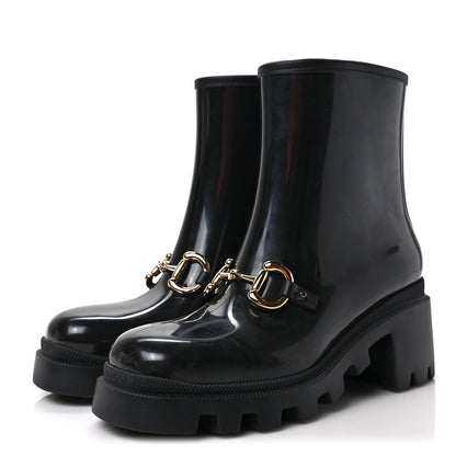 Gucci Rubber Womens Horsebit Ankle Boots 38 Black 3 of 8