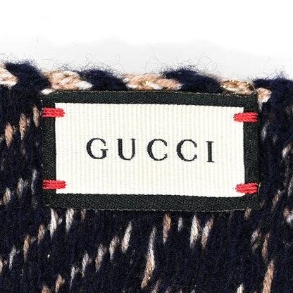 Gucci Wool Lame Jacquard GG Monogram Regy Scarf Black Red 3 of 4