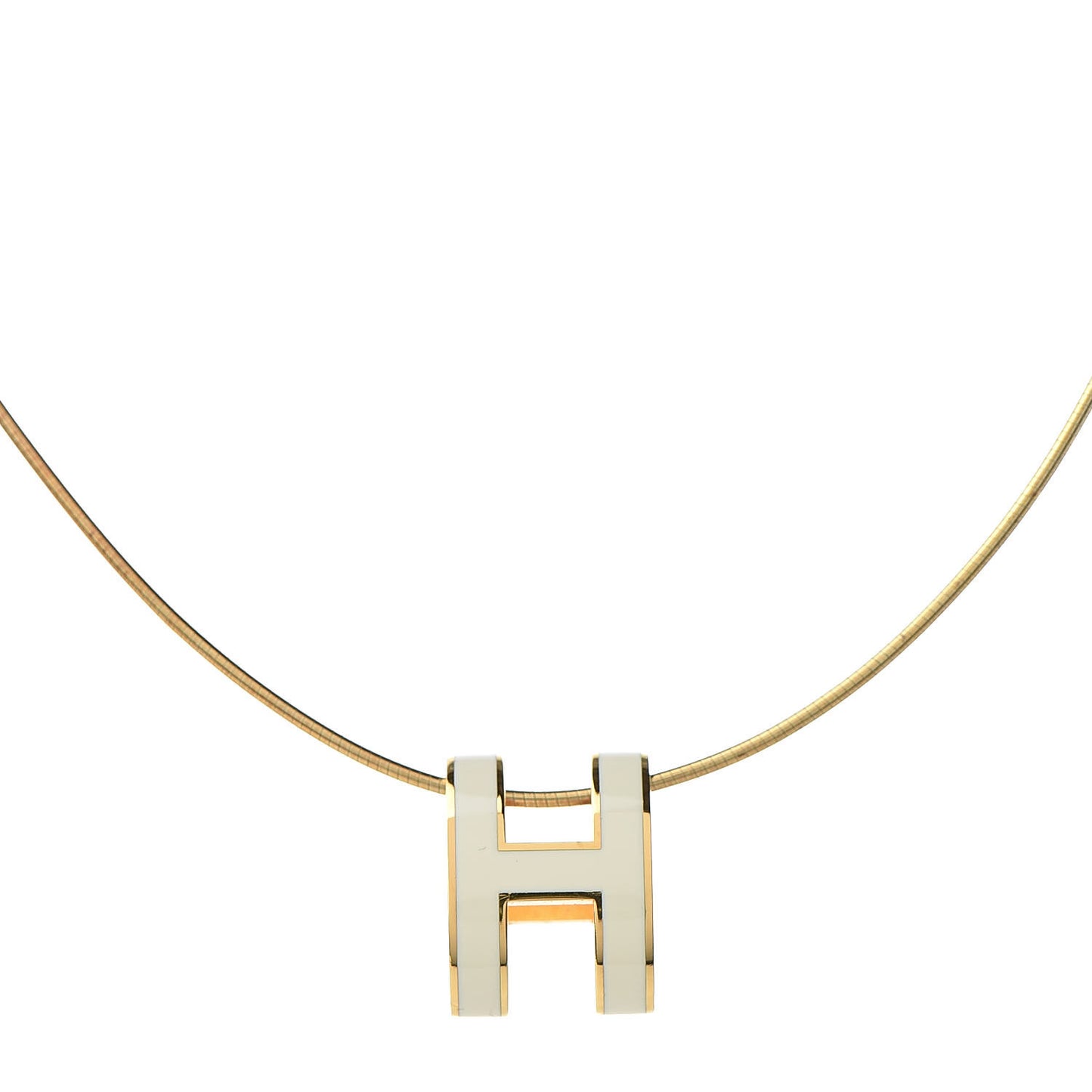 Lacquered Gold Pop H Pendant Necklace White