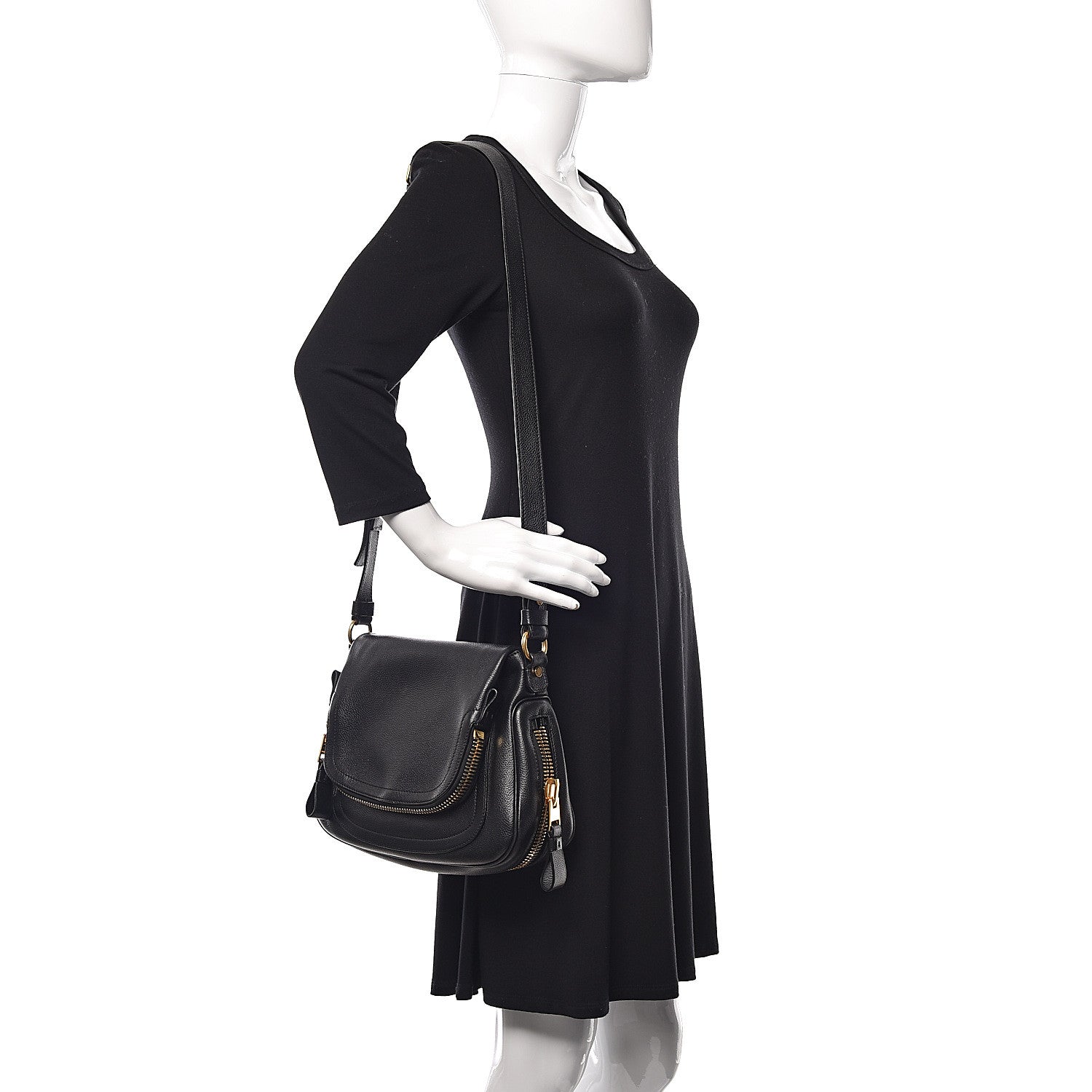 Tom Ford Grained Calfskin Medium Jennifer Crossbody Bag Black 2 of 8