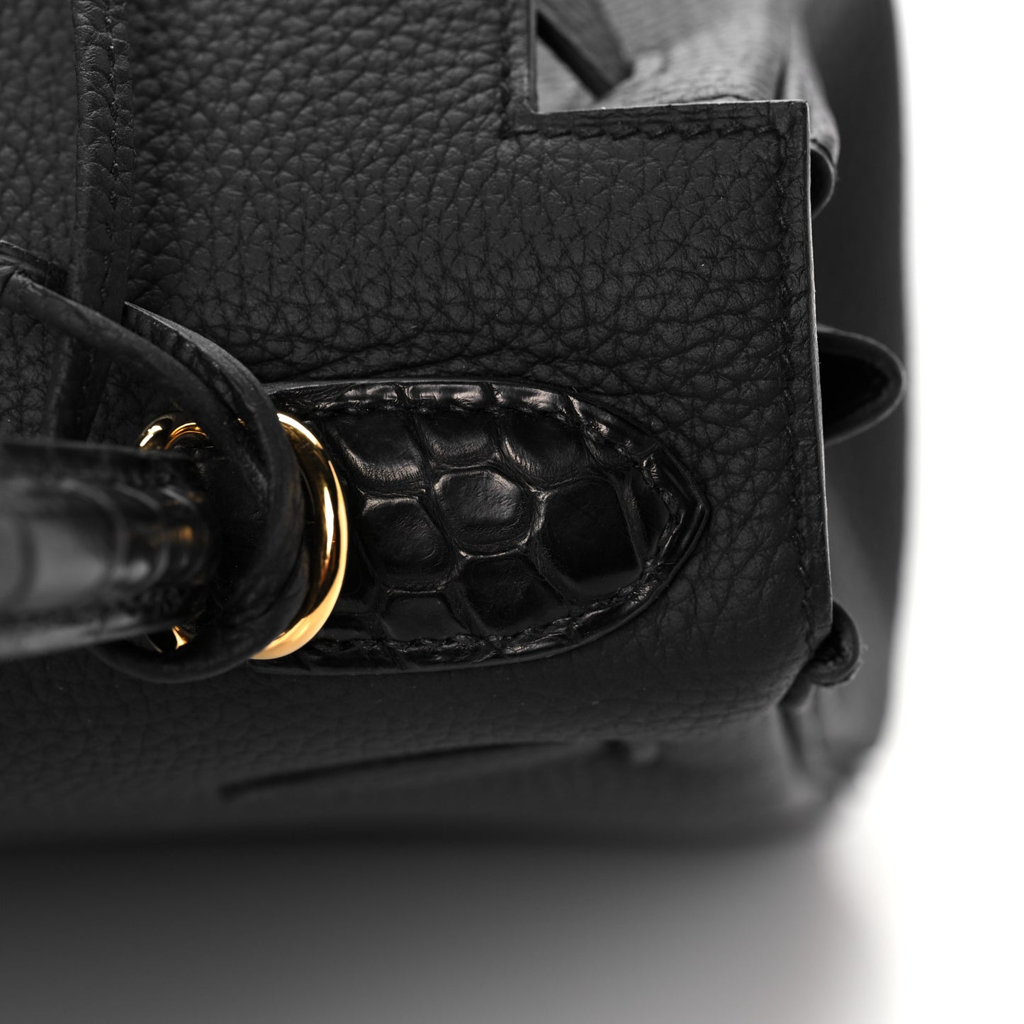 Togo Matte Alligator Kelly Retourne Touch 28 Black