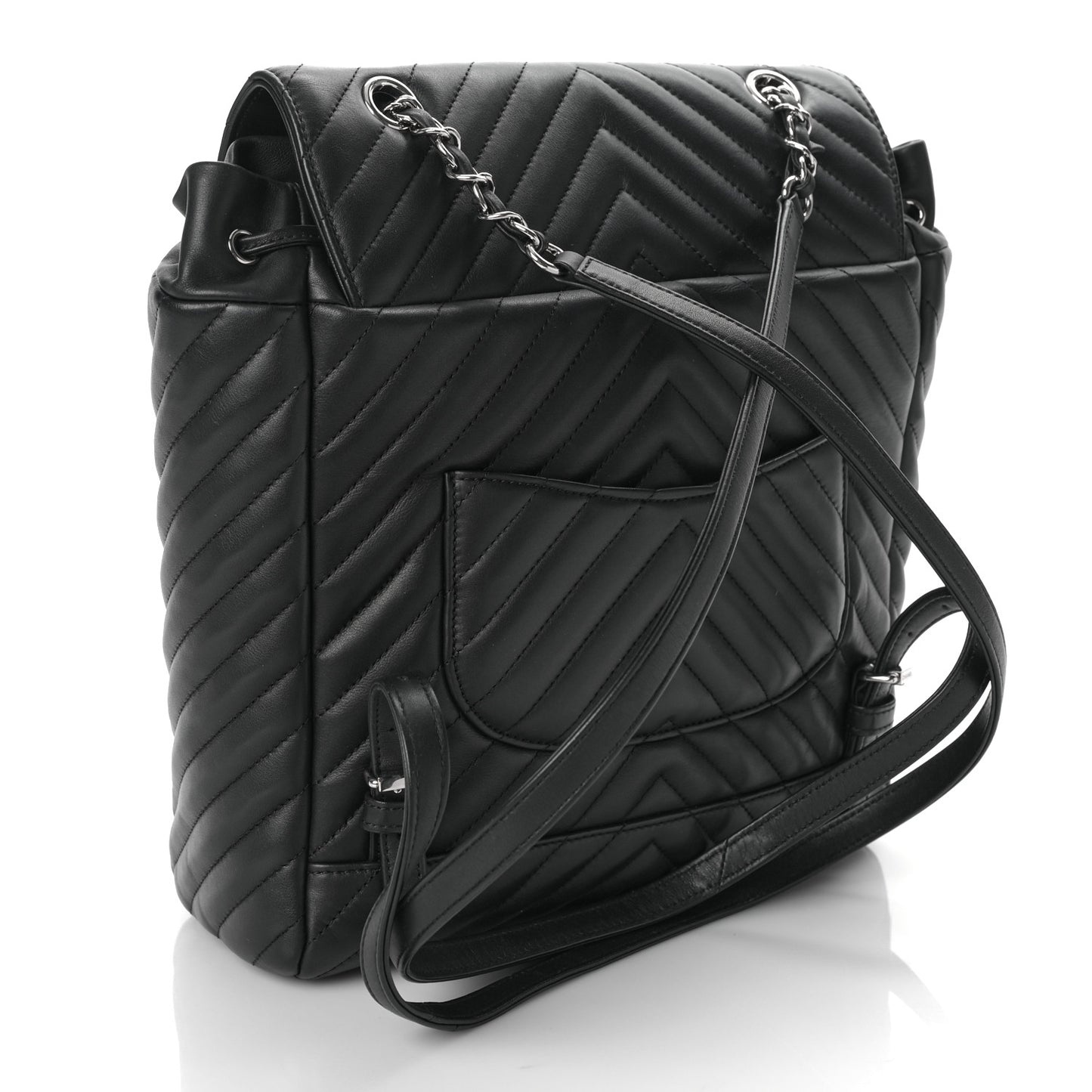 Calfskin Chevron Quilted Large Urban Spirit Backpack Black